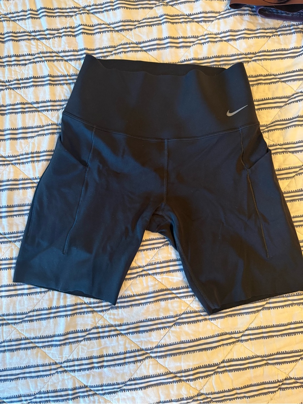 Nike Black High-Waist Bike Shorts with Reflective Swoosh